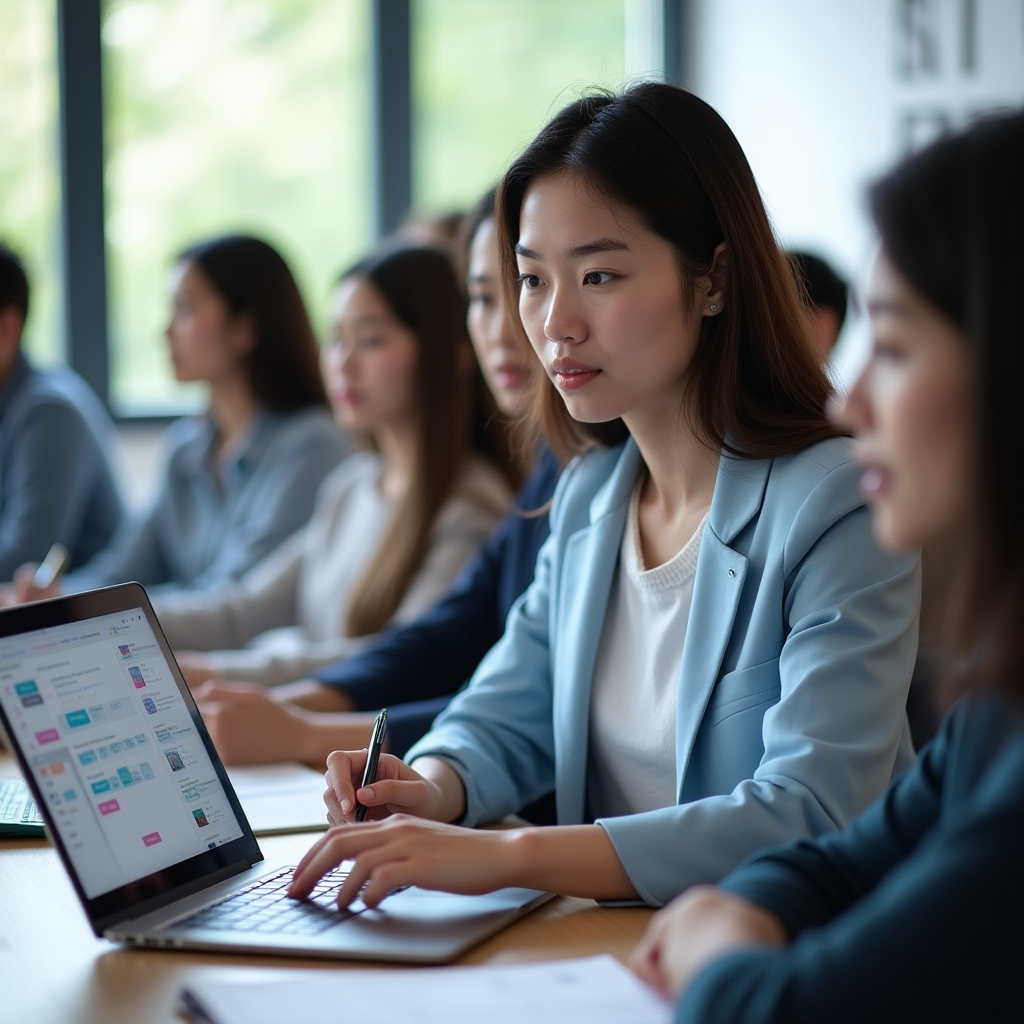 Partecipante che costruisce un'agenda appuntamenti digitale durante il workshop